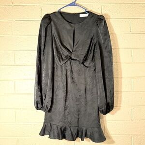 Astr Black Ruffled Peplum Sheath Dress size s